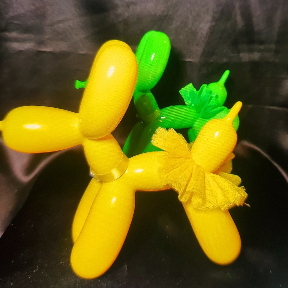 Green and Yellow Balloon Dog Sculptures - Picture 2 of 3
